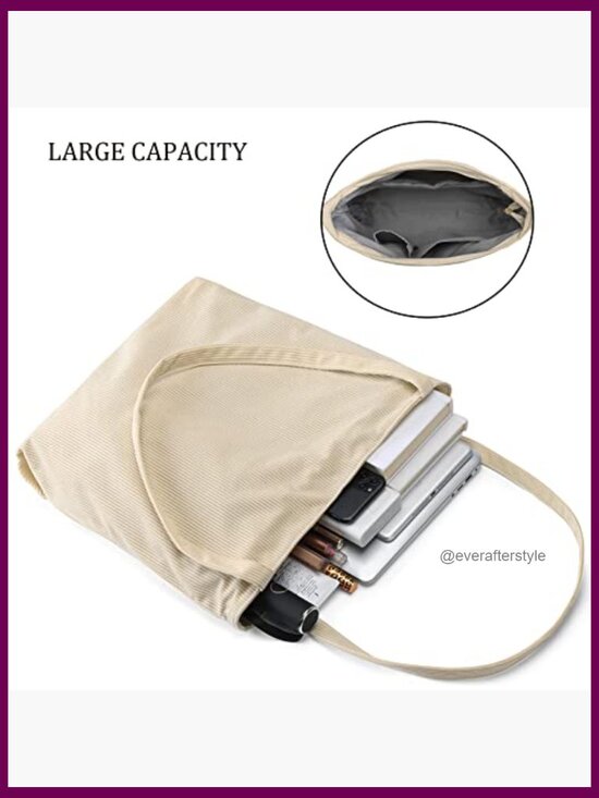 Amazon.com: KALIDI Women Corduroy Tote Bag Casual Tote  Corduroy Tote Bag with Inner Pockets, Shoulder Sling, Large Capacity